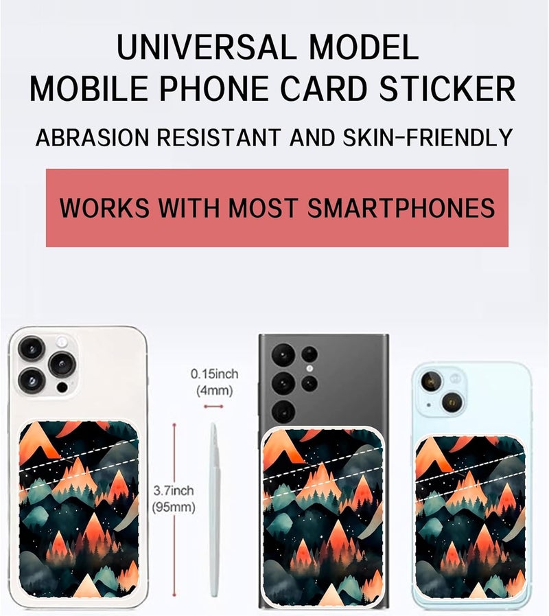 AOHRO Dual Pocket Leather Phone Wallet Adhesive Stick On, Cute Card Holder, Credit Card Holder Compatible with Most Phones - Image 2